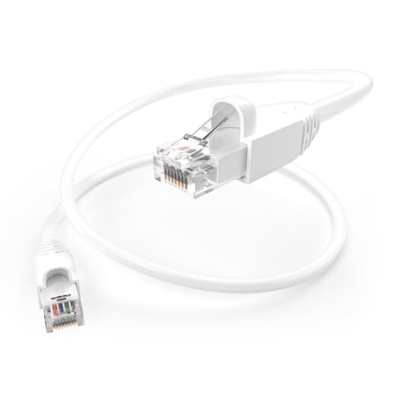 50Ft White Cat6A 10 Gigabit Patch Cable, Utp, Snagless